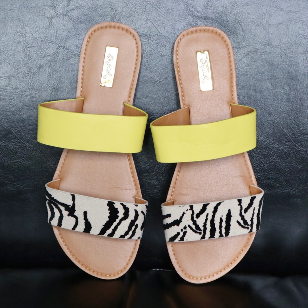 Miss Lola Zebra Vibrant Slip On Flat Sandals